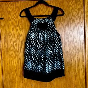 Black and silver lightweight sheer top with lining perfect for New Years outfit